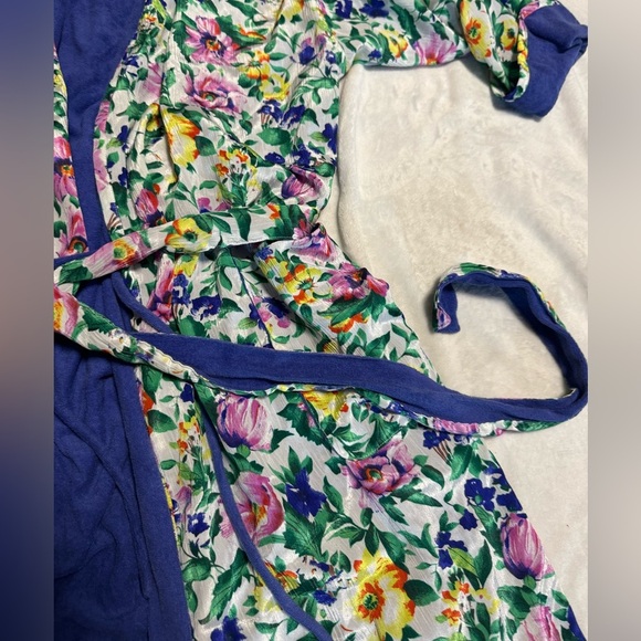Vintage Gold Label Victorias Secret Bath Robe Terry Cloth Lined Floral One Size - Picture 9 of 12